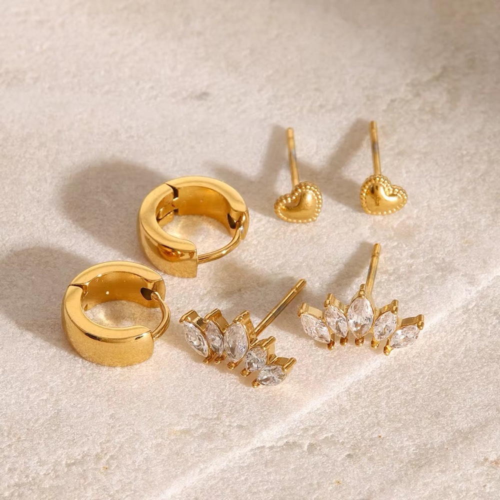 3 Pairs | 18k Gold Plated Earring Set